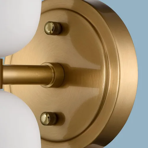 Vista 2 de CLAXY Lámpara de pared moderna de baño en oro con vidrio lechoso, accesorios de iluminación de baño con 2 luces regulables Dual E26 Based Cylinder