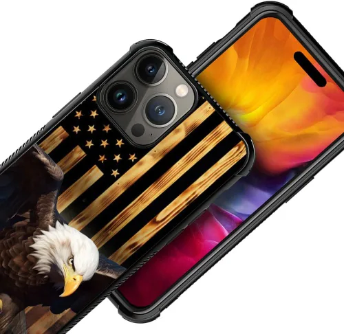 Vista 17 de Funda compatible con iPhone 8, a prueba de golpes, antiarañazos, bandera de ciervos de cola blanca de grano de madera estadounidense