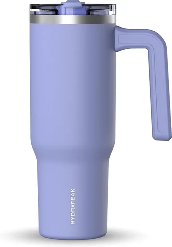 Vista 35 de Hydrapeak Voyager Vaso de 40 oz con Asa y Tapa con Pajita Botella de Agua Reutilizable de Acero Inoxidable Taza de Viaje Compatible con Portavasos