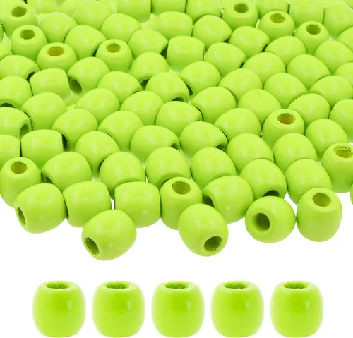 Vista 32 de Mandala Crafts 200 cuentas africanas de madera de barril de agujero grande para macramé Dreadlock Braiding Hair Beads, Painted Drum Wood Loose