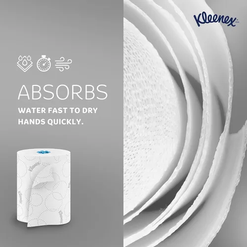 Vista 7 de Kleenex Toallas de Papel en Rollo Duro Profesionales, a Granel (54471), Enrollado Duro, Diseño Elevado, Bolsillos de Absorción Premium, Blanco