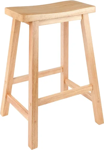 Vista 13 de Winsome Satori - Taburete de mostrador con asiento de sillín para cocina, 24 pulgadas, nogal