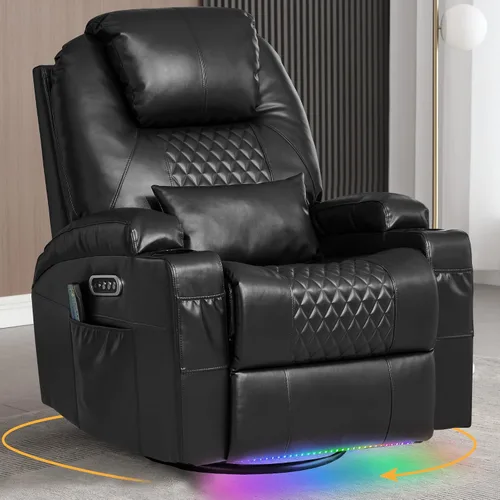 Vista 15 de Sillón reclinable giratorio de doble motor 240° (gris terciopelo, 2)