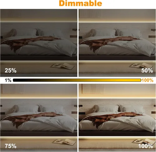Vista 6 de Tatazone - Tira de luces LED inteligente COB de 2000K color naranja con aplicación y control remoto, 16.4 pies, tira de luz LED WiFi amarilla