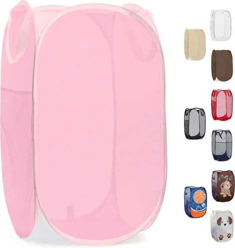 Vista 15 de Handy Laundry - Cesta de lavandería plegable de malla emergente con abertura ancha y bolsillo lateral - Diseño transpirable, resistente, plegable