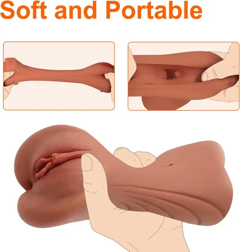 Vista 6 de Juguete masturbador masculino de bolsillo, muñeca sexual 2 en 1, masturbación realista, mamada, Stroker, juguetes sexuales masculinos con vagina