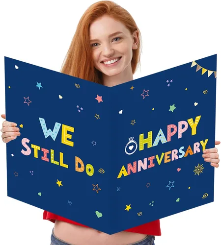 Vista 23 de Idealmuzik Tarjeta Jumbo de Feliz 10º Aniversario – Tarjeta de Felicitación de Congratulaciones Grande Plegada de 14x22 Pulgadas con Sobre, Tarjeta