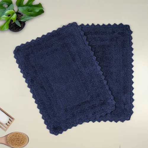 Vista 38 de TreeWool - Alfombras de baño con borde de ganchillo reversible en algodón de felpa (paquete de 2)