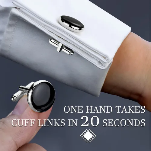 Vista 2 de HAWSON Juego de gemelos y tachuelas de esmoquin para hombre con caja de regalo joyas o accesorios para hombre adecuados para traje negro, camisas