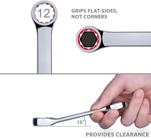 Vista 5 de Juego de Llaves Combinadas Stubby Premium con Bolsa Enrollable, 11 Piezas, SAE, 3/8" a 1", Sin Omitir Ningún Tamaño en Pulgadas Acero Cr-V