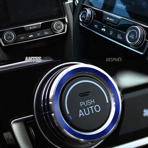 Vista 2 de 2 botones de aluminio para interruptor de CA, cubierta de aire acondicionado, control de clima, perilla de anillo para Honda 10ª generación Civic