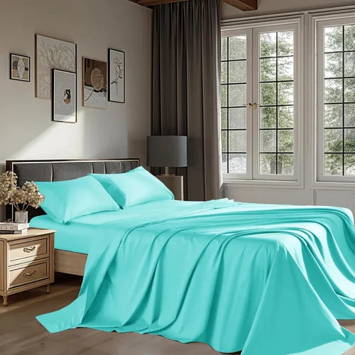 Vista 7 de Juego de sábanas de 100% algodón egipcio, 4 piezas, juego de ropa de cama de 1200 hilos, bolsillo profundo de 16 pulgadas, sábana bajera suave