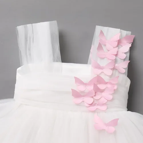 Vista 4 de Vestido de cumpleaños de mariposa para niñas pequeñas, vestido de tul alto y bajo de tul para bautizo, fiesta de boda, vestidos de tul para sesión