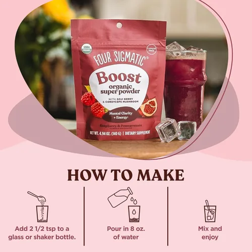 Vista 5 de Four Sigmatic Realiza Super Polvo con Súper Frutas y Antioxidantes Frambuesa Roja - Lata