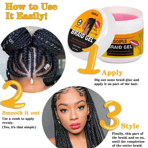 Vista 6 de Gel alisador de gran capacidad de 16 onzas con fijación fuerte para twist, locs, trenzas, bordes, cornrows - Sin residuos, controla el frizz, alto