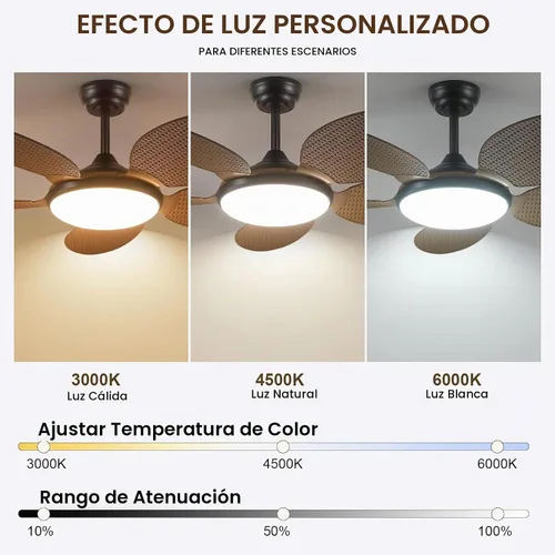 Vista 4 de Ventiladores de techo de hoja de palma de estilo tropical de 48 pulgadas