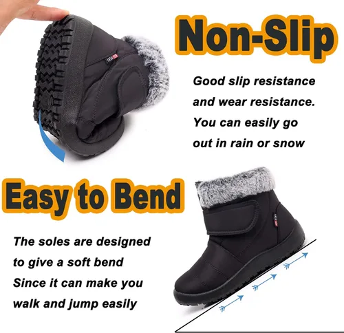 Vista 3 de Botas de invierno para mujer, botas de nieve para mujer, botas de nieve para mujer, botas de invierno para mujer, botas de nieve impermeables