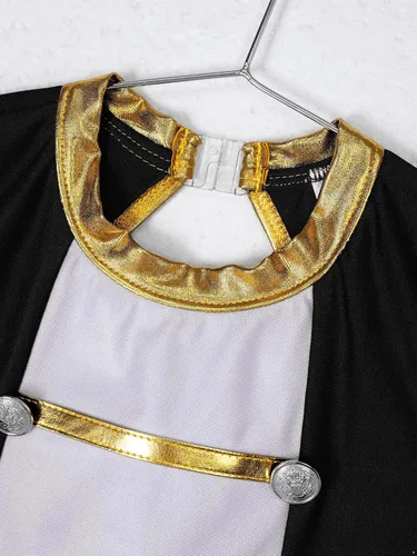 Vista 5 de Fldy Disfraz de maestro de circo para niñas y niñas, vestido de baile sin mangas, leotardo, traje de Halloween, cosplay