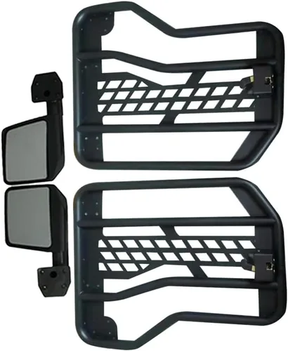 Vista 3 de SXMA JL1079 Puertas de tubo para 2 puertas 4x4 Piezas de acero medias puertas con espejos laterales Cuerpo de acero Protectores de armadura de tubo