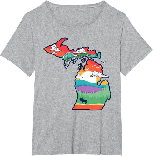 Vista 56 de Michigan Outside - Camiseta con ilustración artística