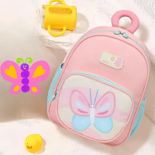 Vista 5 de CAMTOP Linda mochila para niños pequeños, bolsa escolar de animales de dibujos animados en 3D para niñas, niños, guardería de viaje, 90256 Mariposa