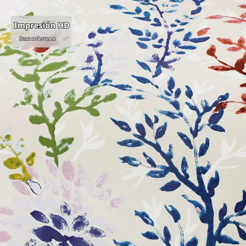 Vista 4 de Style Quarters Dahlia Lane - Juego de funda de edredón de 3 piezas, tallos florales multicolor con siluetas de hojas blancas, 100% algodón, lavable
