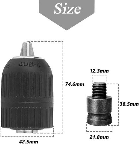 Vista 2 de Mesee Adaptador de portabrocas sin llave de capacidad de 0.079-0.512 in, herramienta de conversión de cambio rápido de impacto de rosca de montaje