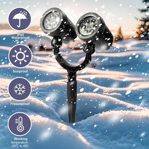 Vista 5 de Decoraciones Navideñas para Exteriores, Luces Proyector de Copos de Nieve de Doble Cabeza de Navidad, Luces Proyector de Navidad IP65 Impermeables