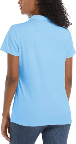 Vista 2 de TACVASEN Camisas polo para mujer, con protección solar UPF 50+, manga corta, secado rápido, cuello de 3 botones, ligeras