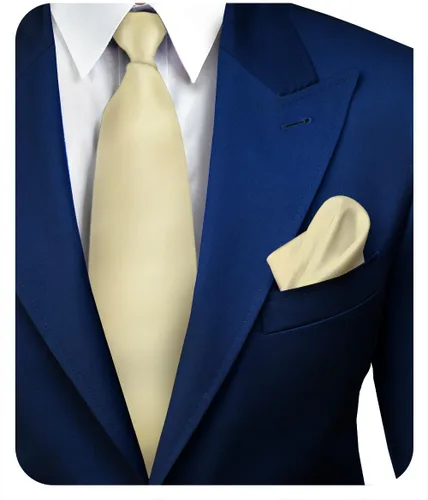 Vista 38 de Juego de corbata de satén sólido y pañuelo de bolsillo para hombre, conjunto de corbata a juego para hombre Ámbar