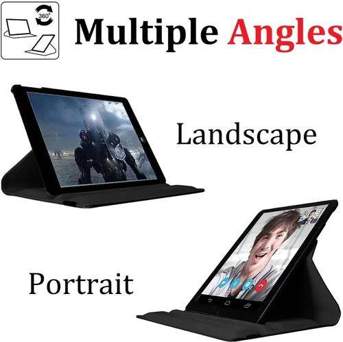Vista 3 de Vultic Funda giratoria para iPad mini 1/2/3, soporte de 360 grados [apagado automático/activación] Folio PU cuero Smart Cover (azul claro)