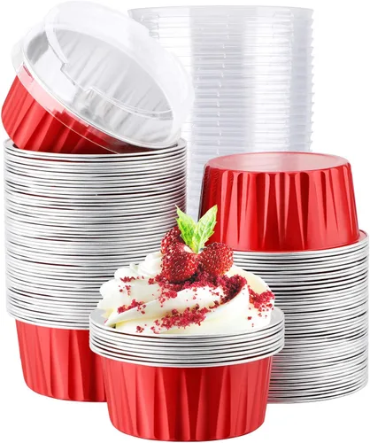 Vista 35 de EUSOAR Forros para cupcakes para hornear, 50 forros para magdalenas de 5 onzas, moldes de papel de aluminio desechables, recipientes de postre