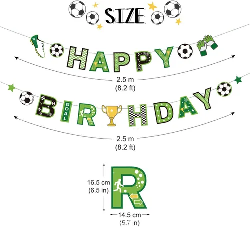 Vista 4 de Werich Cartel de Feliz Cumpleaños de Fútbol de Fútbol Banderines colgantes para decoración de fiestas de fanáticos del fútbol Suministros