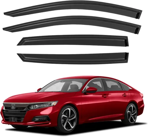 Vista 55 de YQAUTEC - Viseras para ventana, protectores contra la lluvia, compatibles con Subaru WRX 2015-2021, deflectores de viento para ventanas, viseras