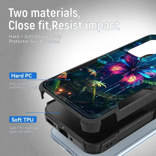 Vista 721 de Funda para Galaxy A14 5G, resistente de doble capa híbrida de policarbonato duro, goma suave, a prueba de golpes, funda protectora resistente