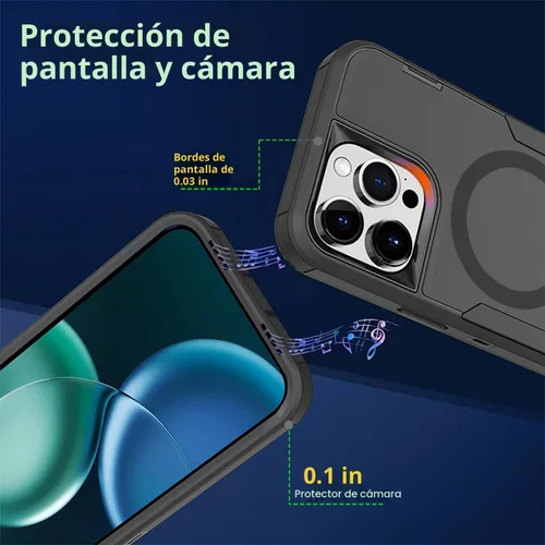 Vista 8 de Funda diseñada para iPhone 16 Pro, magnética, doble protección, resistente y duradera, compatible con MagSafe, clip trasero desmontable, a prueba