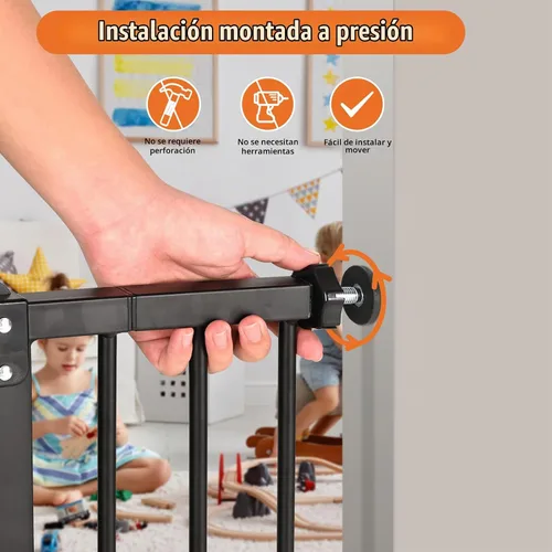 Vista 2 de keny - Puerta de seguridad para perros de 29 a 42.5 pulgadas para escaleras, cierre automático Puerta para mascotas fácil de montar a presión