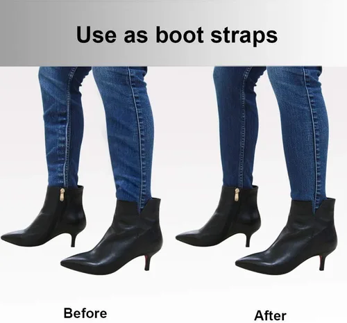 Vista 4 de Boncas Clips elásticos ajustables mejorados para botas, clips para pantalones, estribos, correas para piernas que mantienen tus pantalones metidos