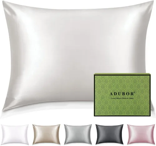 Vista 24 de Adubor Funda de almohada 100% de seda, fundas de almohada de seda de morera, 22 fibras de grado Momme 6A, funda de almohada de seda para la salud