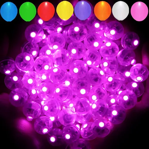 Vista 31 de Aogist - 50 mini luces de 10 colores, luz LED impermeable de largo tiempo de espera, funciona con pilas, lámpara de bola para globo, farol de papel