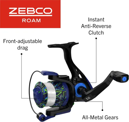 Vista 4 de Zebco Roam - Combo de carrete giratorio y caña de pescar, varilla de fibra de vidrio, mango cómodo dividido, perilla de mango suave al tacto