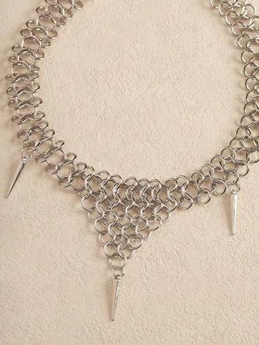 Vista 6 de Sacina Gargantilla de espiga gruesa, collar gótico emo punk grunge, joyería gótica Plateado