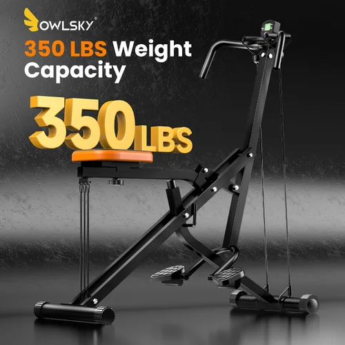 Vista 6 de OWLSKY - Máquina de remo y sentadillas para entrenamiento en casa, plegable con asistencia para sentadillas y entrenador de remo con monitor LCD, 3