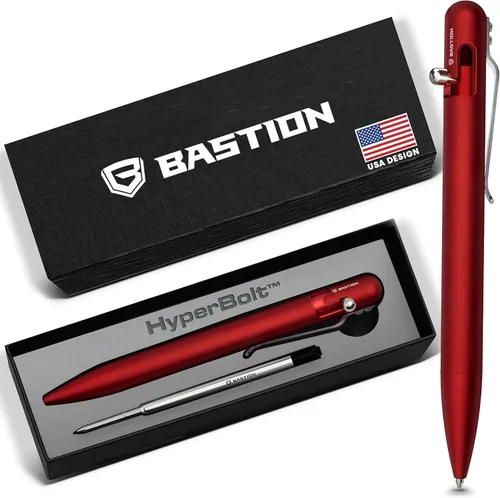 Vista 12 de BASTION® Bolígrafo de Acción de Cerrojo de Lujo, Bolígrafo Profesional Duradero con Punta Fina, Bolígrafo EDC, Bolígrafo Recargable de Tinta
