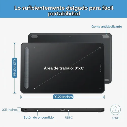 Vista 7 de XPPen - Tableta gráfica de dibujo Deco MW Bluetooth inalámbrica para computadora, lápiz X3 sin batería y 8 teclas de acceso directo, compatible