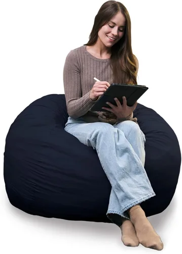Vista 32 de Big Joe Fuf Silla Puf de Espuma de 5 Pies de Tamaño Extra Grande con Funda Extraíble para Niños, Adolescentes, Adultos, Onyx Lenox, Poliéster Tejido