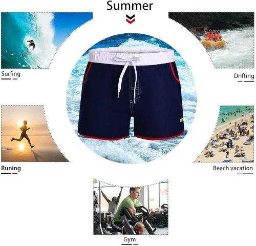 Vista 5 de letsqk de los hombres bañadores de Sexy pantalones cortos Surf Traje de baño natación para hombre