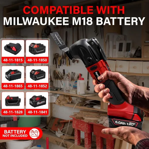 Vista 8 de Multiherramientas oscilantes para batería Milwaukee de 18 V, multiherramienta inalámbrica con 6 velocidades variables 8,500-21,000 RPM, 23 piezas