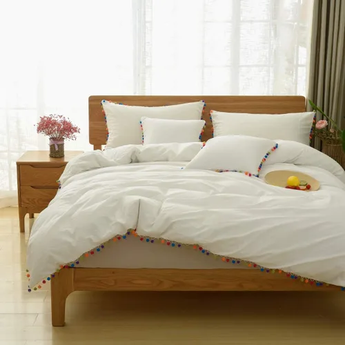 Vista 9 de Softta Grils - Juego de cama con pompones y volantes