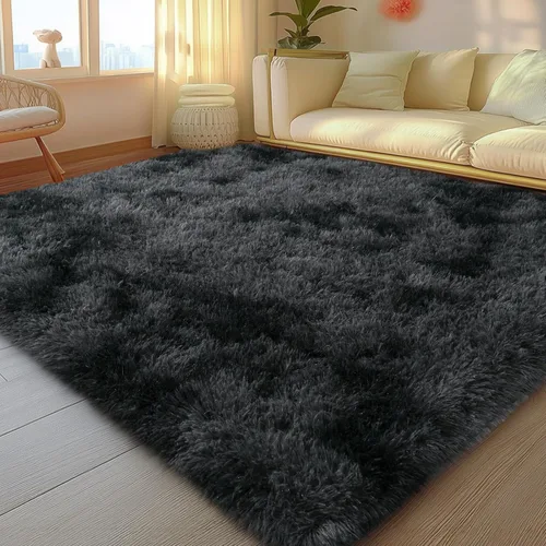 Vista 46 de Mugorn - Alfombras suaves y esponjosas de 2 x 3 pies para el hogar, alfombra pequeña con 4 mallas antideslizantes, color negro, 2 x 3 pies